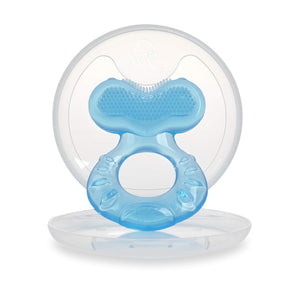 Nuby Silicone Teethe-EEZ Teether with Bristles, Includes Hygienic Case, Blue