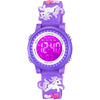 Venhoo Kids Watches 3D Cartoon Waterproof 7 Color Lights Toddler Wrist Digital Watch with Alarm Stopwatch for 3-10 Year Girls Little Child - Purple Unicorn
