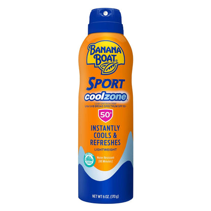 Banana Boat Sport Cool Zone SPF 50 Sunscreen Spray, 6oz | Sport Sunscreen Spray SPF 50, Clear Sunscreen Spray, Banana Boat Sunscreen Spray SPF 50, Oxybenzone Free Sunscreen, 6oz