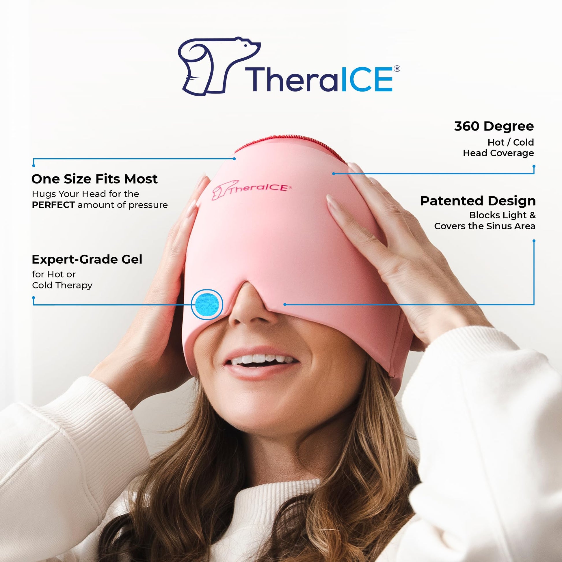 Buy now TheraICE Headache Relief Cap, Migraine Ice Pack Mask Products, Women Cooling Gel Hat, Face Cold Compress Head Wrap for Her Stress. Great Birthday Gift for Mom, Sister, Grandma, Girlfriend, & Teacher at indiglob india