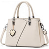 Womens Leather Handbags Purse Top-handle Bags Contrast Color Stitching Totes Satchel Shoulder Bag for Ladies - Pure White