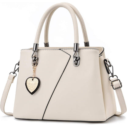 Womens Leather Handbags Purse Top-handle Bags Contrast Color Stitching Totes Satchel Shoulder Bag for Ladies