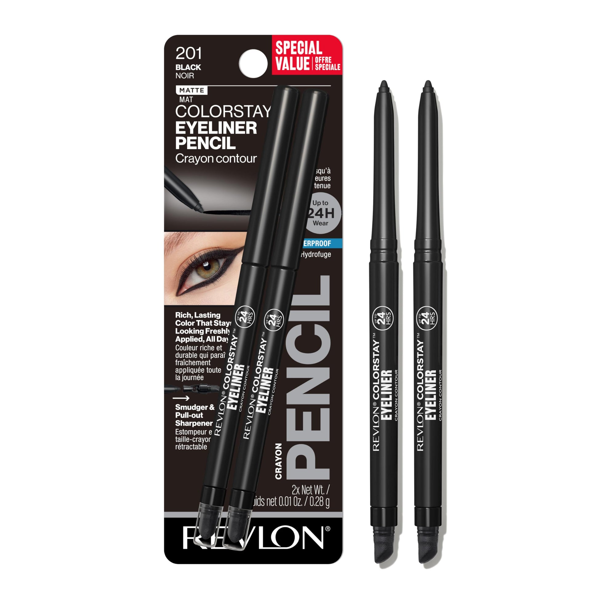 Buy now Revlon ColorStay Eyeliner Pencil, Black [201], 0.01 oz (Pack of 12) Black 0.01 Ounce (Pack of 2) at indiglob india