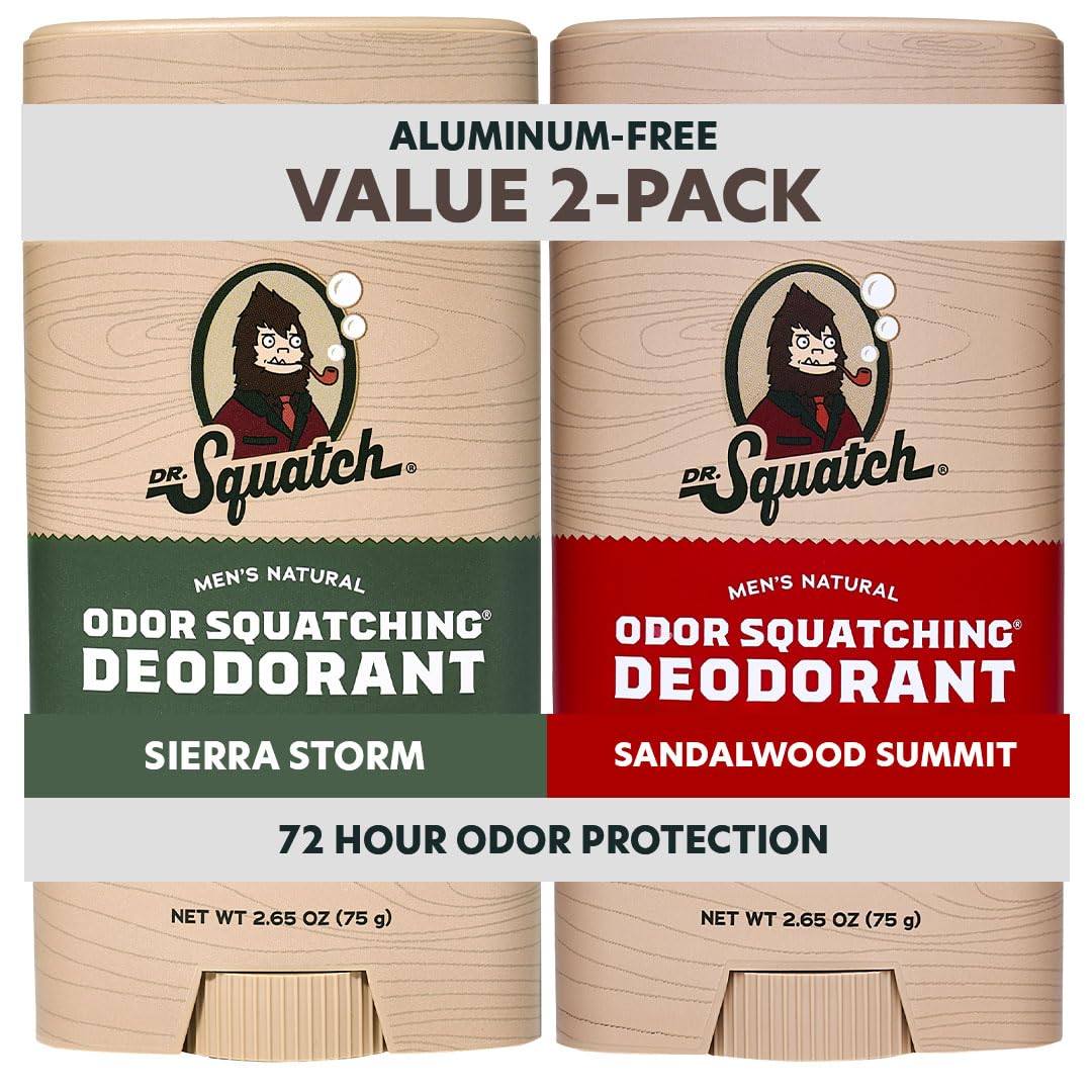Buy now Dr. Squatch Natural Men’s Deodorant – Aluminum Free Natural Deodorant Men with Charcoal & Postbiotics for 72-Hour Odor Protection – Rainforest Rapids + Fresh Falls, 2.65oz Stick (2-Pack) Summit Storm at indiglob india