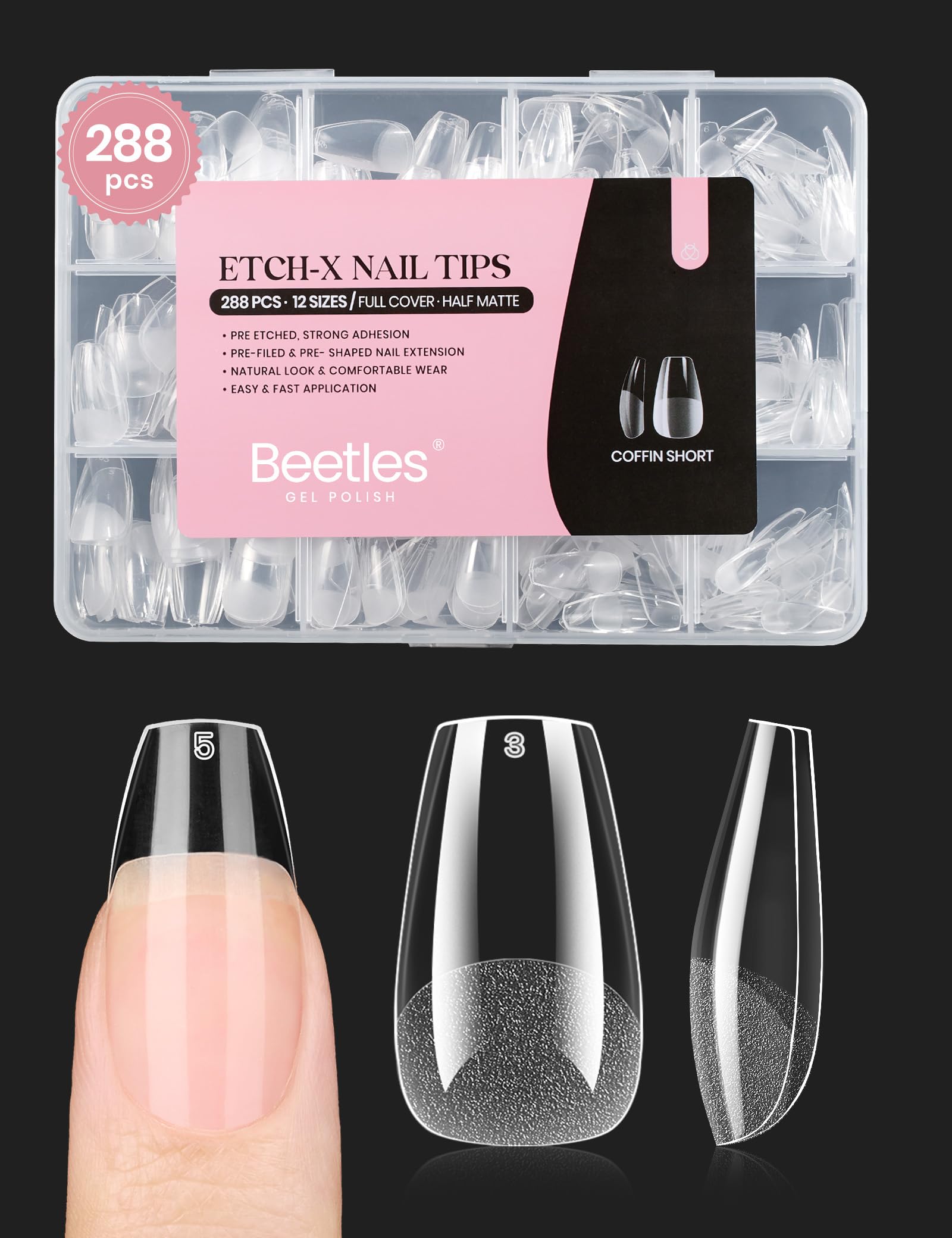 Buy now beetles Gel Polish 2Pcs 15ml Nail Glue Kit for Acrylic Nails, 5 in 1 Super Strong Brush in Nail Gel Glue for False Nails Tips and Gel Nail Polish Led Lamp Required 2-1-Coffin Short 288pcs (Etch X Nail Tips) at indiglob india