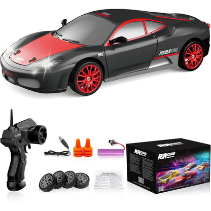Remote Control Car RC Drift Car 2.4GHz 1:24 Scale 4WD High Speed RC Cars Vehicle with LED Lights Batteries and Drifting Tires Racing Sport Toy Cars for Adults Boys Girls Kids Gift