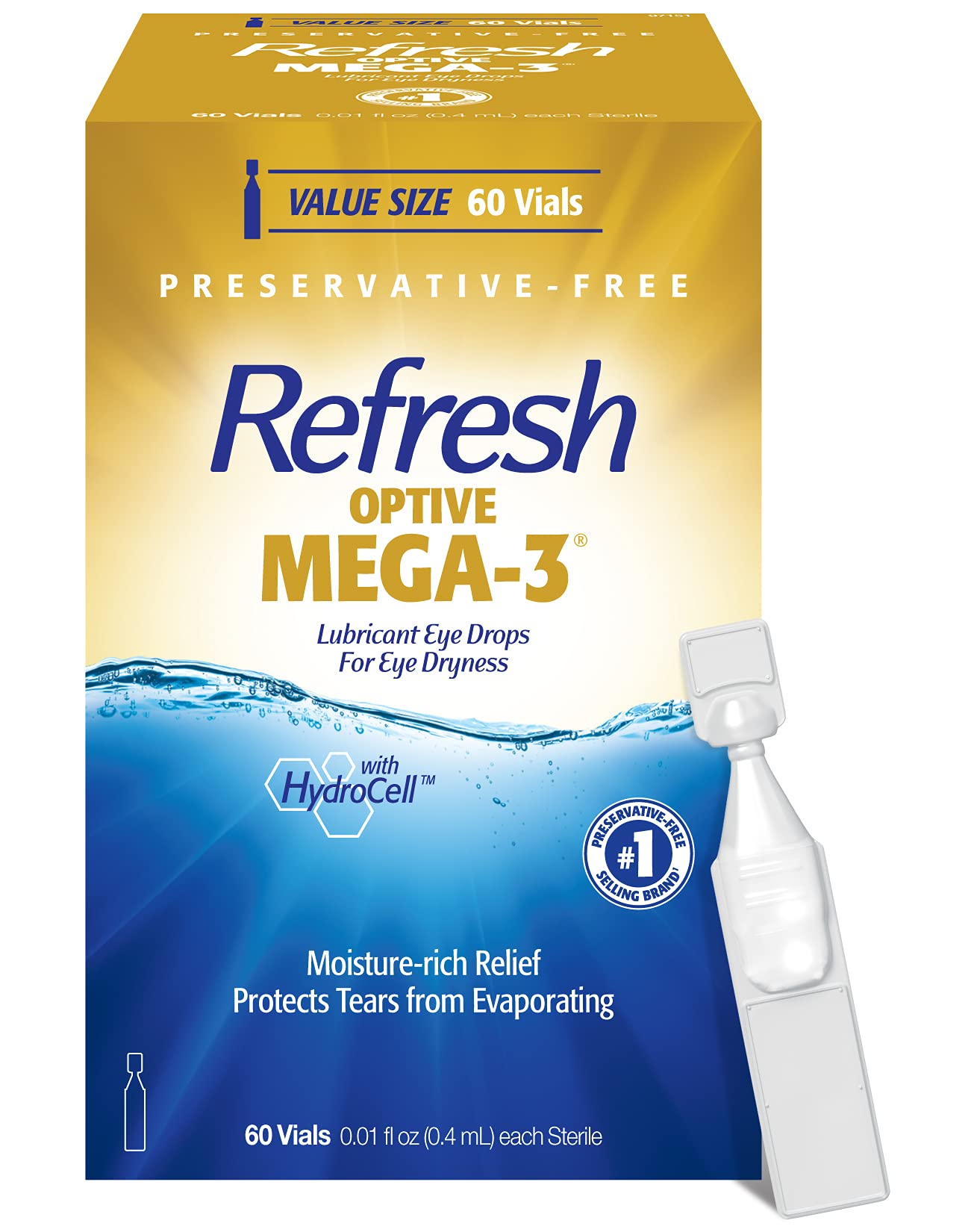 Buy now Refresh Optive Mega-3 Lubricant Eye Drops For Dry Eyes, Preservative-Free, 0.01 Fl Oz Single-Use Containers, 30 Count at indiglob india