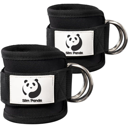 Slim Panda Ankle Strap for Cable Machine,Ankle Cuff for Kickbacks, Booty Hip Abductors,Glute Workouts, Leg Extensions, Curls for Men and Women, Adjustable with Double D-Rings
