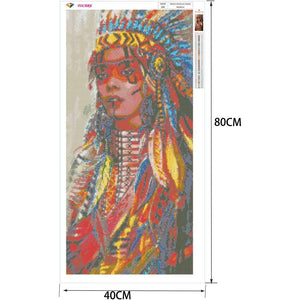 TOCARE Large Diamond Painting Kits for Adults Native Indian Woman, Full Drill Diamond Art Kits for Adults 15.7x31.5Inch, Full Drill Diamond Paintings Kits for Home Wall Decor