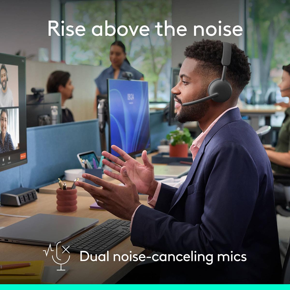 Buy now Logitech Zone Wireless 2 ES for Business - Noise-Canceling Wireless Headset with Adaptive Hybrid ANC, Native Bluetooth, Microsoft Teams Certified - Graphite at indiglob india