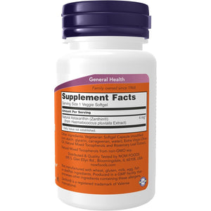NOW Foods Supplements, Astaxanthin 4 mg, features Zanthin®, Supports Eye Health*, 60 Veg Softgels