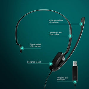EPOS PC 7 USB Wired Headset – Lightweight Noise-Cancelling Boom Mic, Wideband Audio, Plug-and-Play USB-A, Crystal-Clear Calls for Skype, Zoom & Teams – Compatible with Windows, macOS, Chromeboo, Black