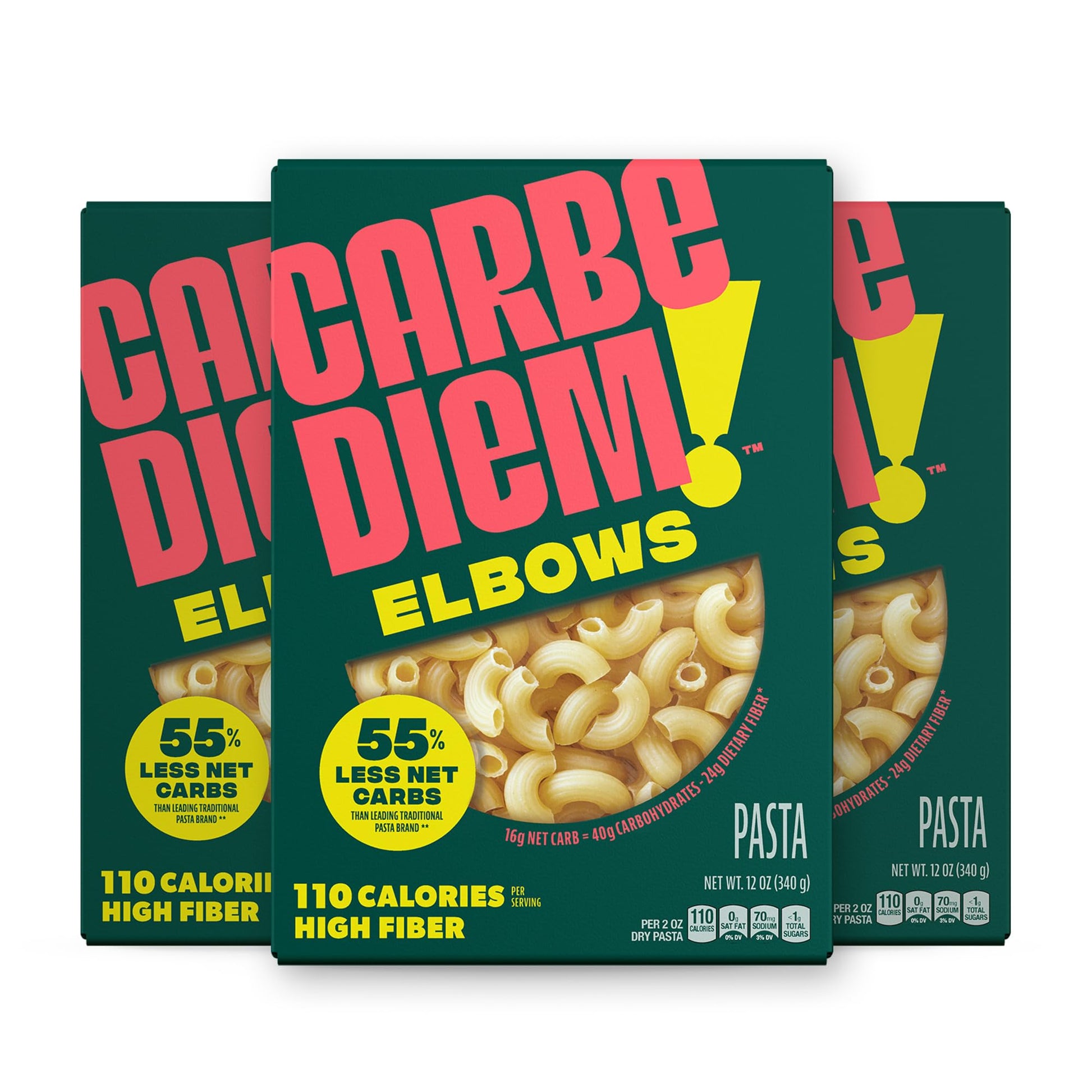 Buy now Carbe Diem!, Spaghetti, Lower Net Carb Pasta with Traditional Flavor & Texture, 8 grams of Protein, 55% Fewer Net Carbs & Only 110 Calories Per Serving, Pack of 3 Elbows at indiglob india