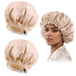 Satin Silk Bonnet for Curly Hair Bonnet Braid Bonnet for Sleeping Bonnets for Women Large Double-Layer Adjustable Black