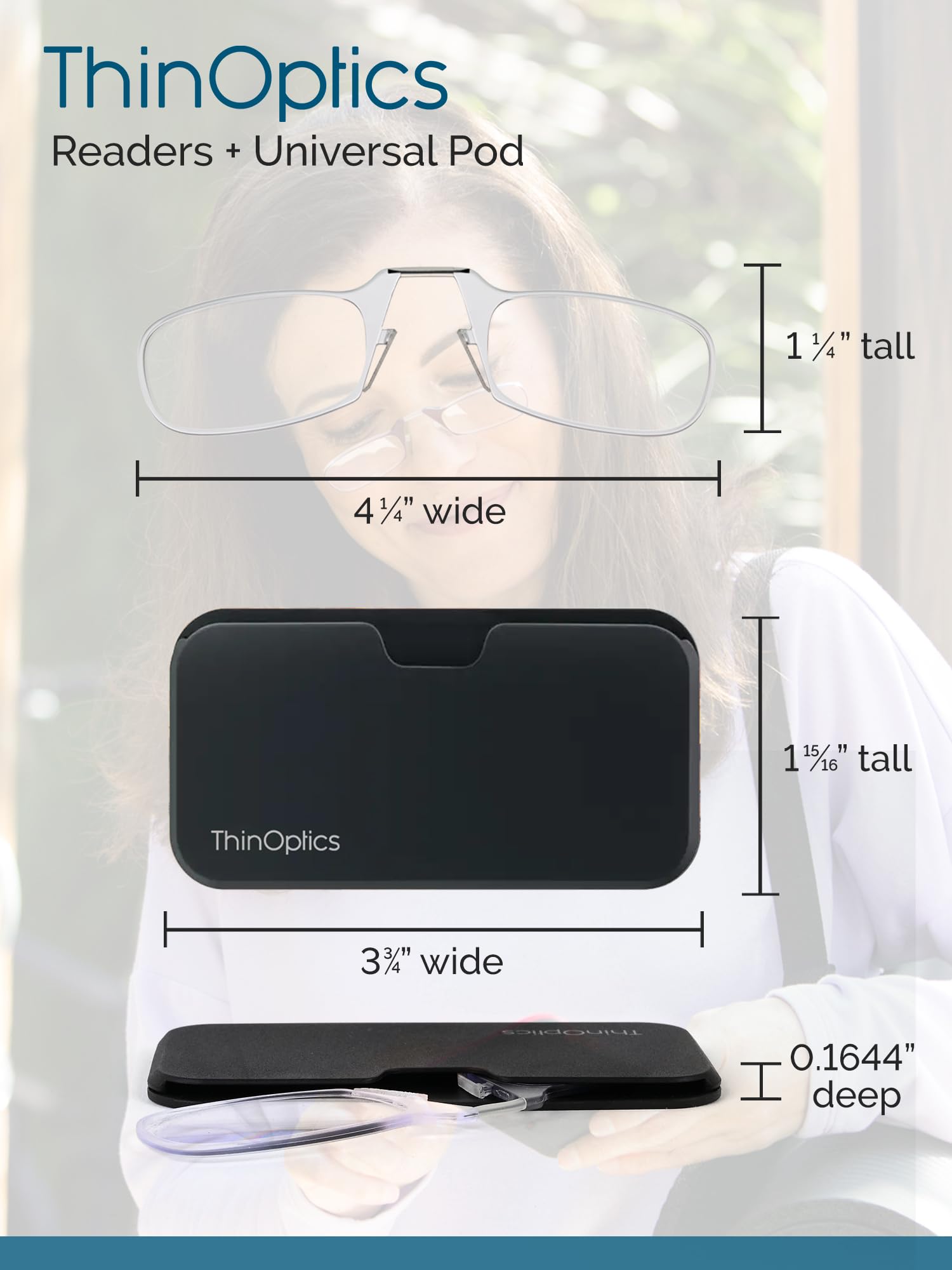 Buy now ThinOptics unisex-adult Reading Glasses + Black Universal Pod Case | Black Frames, 2.00 Strength Readers Black Frames / Black Case, 44 mm at indiglob india