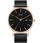 BUREI Men's Fashion Minimalist Wrist Watch Analog Date with Stainless Steel Mesh Band (Black Rose Gold)