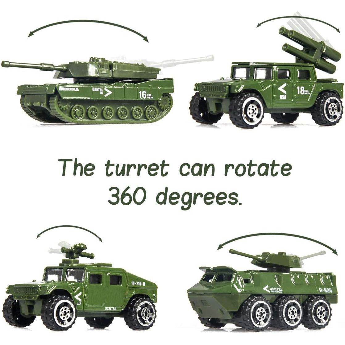18 Pack Die-cast Military Vehicles Sets,6 Pack Assorted Alloy Metal Models Car Toys and 12 Pack Soldier Army Men, Mini Army Toy Tank,Panzer,Anti-Air Vehicle,Helicopter Playset for Kids Boys - My Store