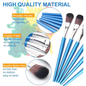 1 Inch Mop Brush for Acrylic Painting, 6 Pieces Oval Blending Brushes for Acrylic Painting with Short Wooden Handle for Acrylic, Gouache，Watercolor - My Store