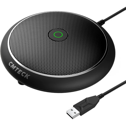 CMTECK Conference USB Microphone, Mute Button, Omnidirectional Condenser Boundary Mic for Recording, Streaming, Gaming, Skype (Windows/macOS)-Without Speaker