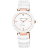 Anne Klein Women's Black Ceramic Bracelet Watch with Diamond Accent - White/Rose Gold