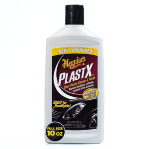 Meguiar's PlastX Clear Plastic Polish, Fast & Easy Clear Plastic Restorer for Headlights, Taillights, Soft Top Windows, and More, Remove Scratches, Cloudiness, Yellowing, and Oxidation, 10 oz.