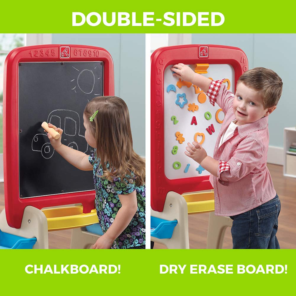 Buy now Step2 All Around Easel for Two, Kids Activity Table, Double-Sided Art Board, Made of Durable Plastic, Includes 94-Piece Soft Foam Magnets, For Toddlers 3+ Years Old at indiglob india