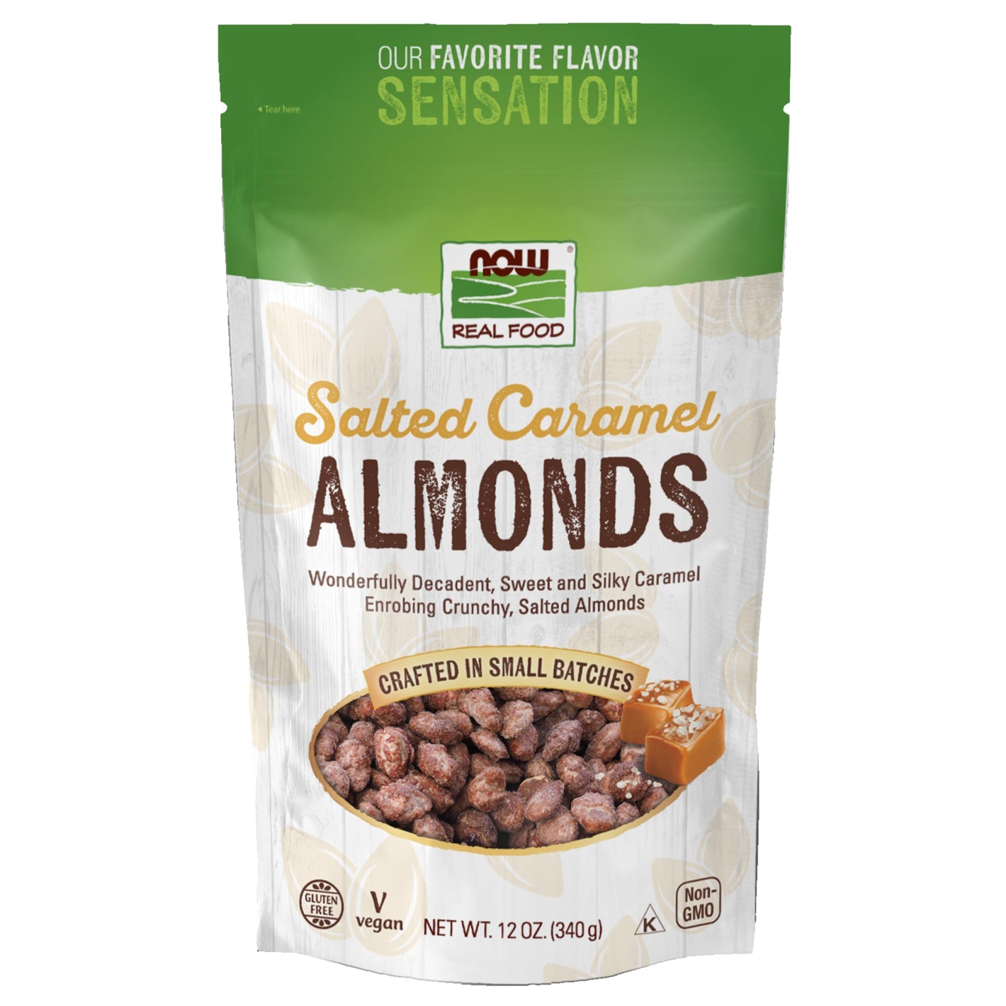 Buy now NOW Foods, Salted Caramel Almonds, Dry Roasted, Crafted in Small Batches, 12-Ounce (340 g) at indiglob india