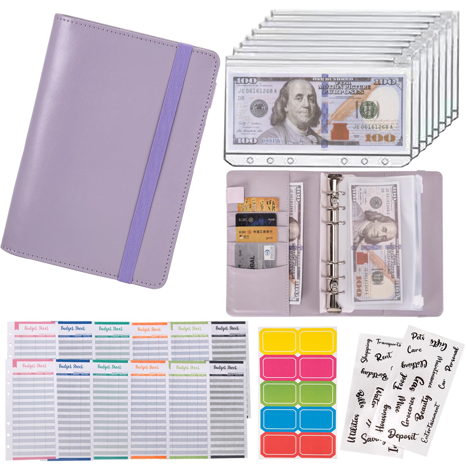 Buy now NICOOTHBudget Binder Cash Envelopes A6 Money Saving Binder with Zipper envelopes (Purple) at indiglob india