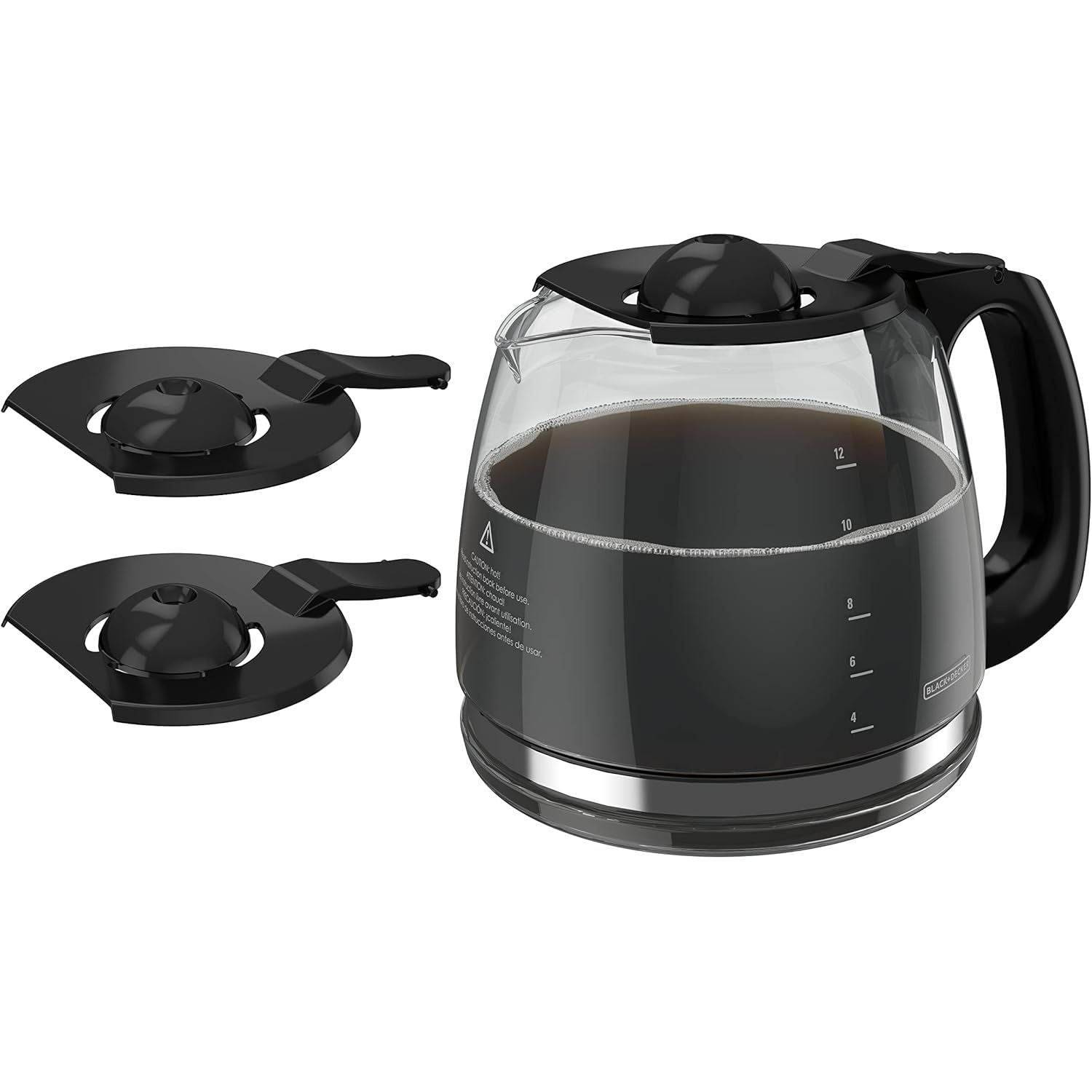 BLACK+DECKER 12-Cup Replacement Carafe, GC3100B, Duralife Glass, Dishwasher-Safe, 2 Extra Lids - My Store