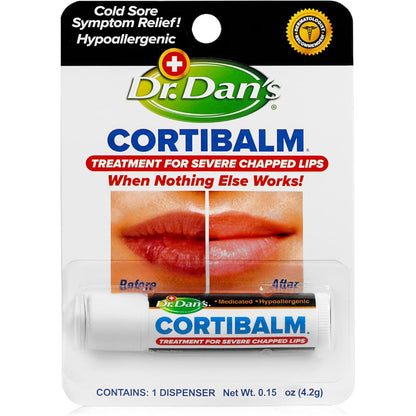 Dr. Dan's Cortibalm - 1 Pack - for Dry Cracked Lips - Healing Lip Balm for Severely Chapped Lips - Designed for Men, Women and Children