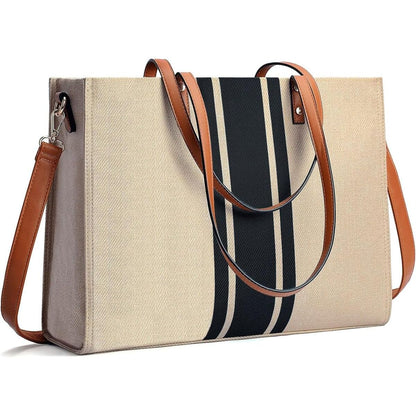 Laptop Tote Bag for Women, Fits 15.6 Inch Laptop Bag, Large Canvas Work Tote Bags for Women, Computer Briefcase Shoulder Bag