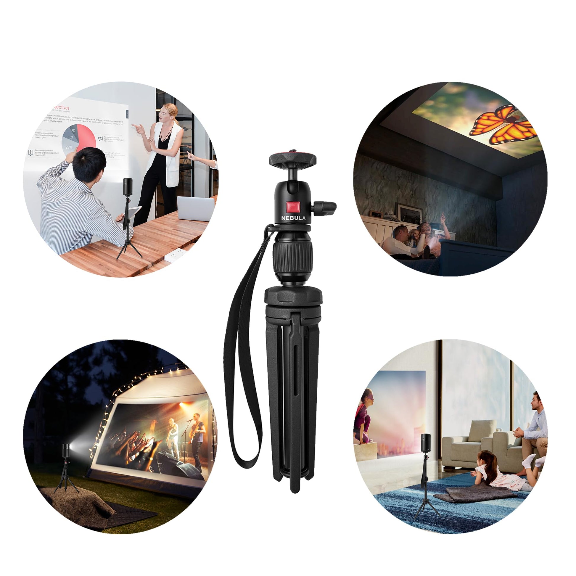 Buy now Nebula Adjustable Tripod Stand, Compact, Portable Projector Stand, Includes Universal Mount and Swivel Ball Head - Aluminum Alloy Tripod Stand, for Capsule 3, Capsule 3 Laser, Capsule Air at indiglob india