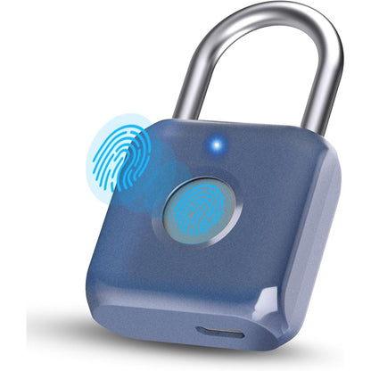 Pothunder Fingerprint Smart Padlock Lock, Biometric Metal Keyless Thumbprint Lock, Waterproof, USB Rechargeable, for Gym Locker, School Locker, Luggage, Backpack, Suitcase(Gray)