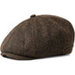 VOBOOM Men Wool Blend 8 Panel Newsboy Cap Herringbone Cabbie Flat Tweed Hat