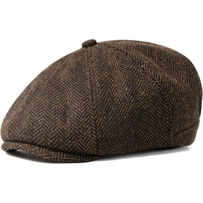 VOBOOM Men Wool Blend 8 Panel Newsboy Cap Herringbone Cabbie Flat Tweed Hat