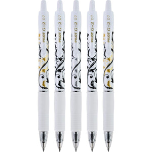 Pilot, G2 Premium Gel Roller Pens, Fine Point 0.7 mm, Fashion Collection, Black, Pack of 5