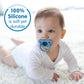 Dr. Brown's HappyPaci 100% Silicone Pacifier 0-6m, BPA Free, White Blue Light Blue 3-Pack