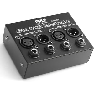 Pyle Compact Mini Hum Eliminator Box - 2 Channel Passive Ground Loop Isolator, Noise Filter,AC Buzz Destroyer, Hum Killer w/ 1/4" TRS Phone,XLR Input/Output, Uses 1:1 Isolation Transformer