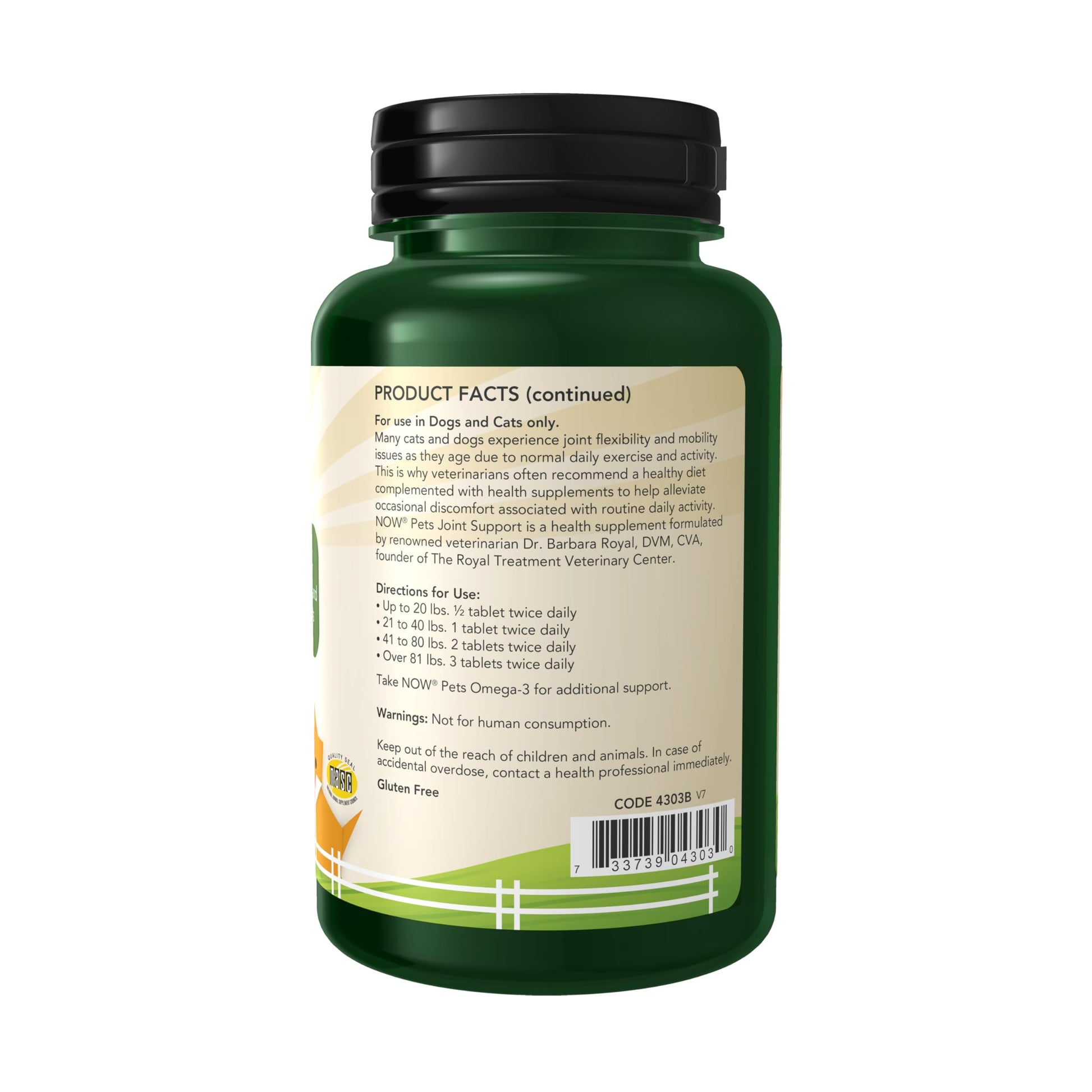 Buy now NOW Pet Health, Joint Support Supplement, Formulated for Cats & Dogs, NASC Certified, 90 Chewable Tablets at indiglob india