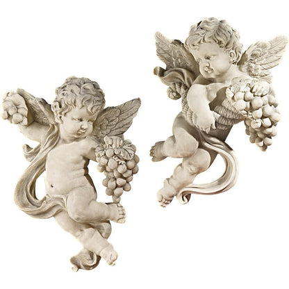 Buy now Design Toscano Cherub Harvest Wall Sculptures, Set of 2, Full Color, 10.50" x 4.50" at indiglob india