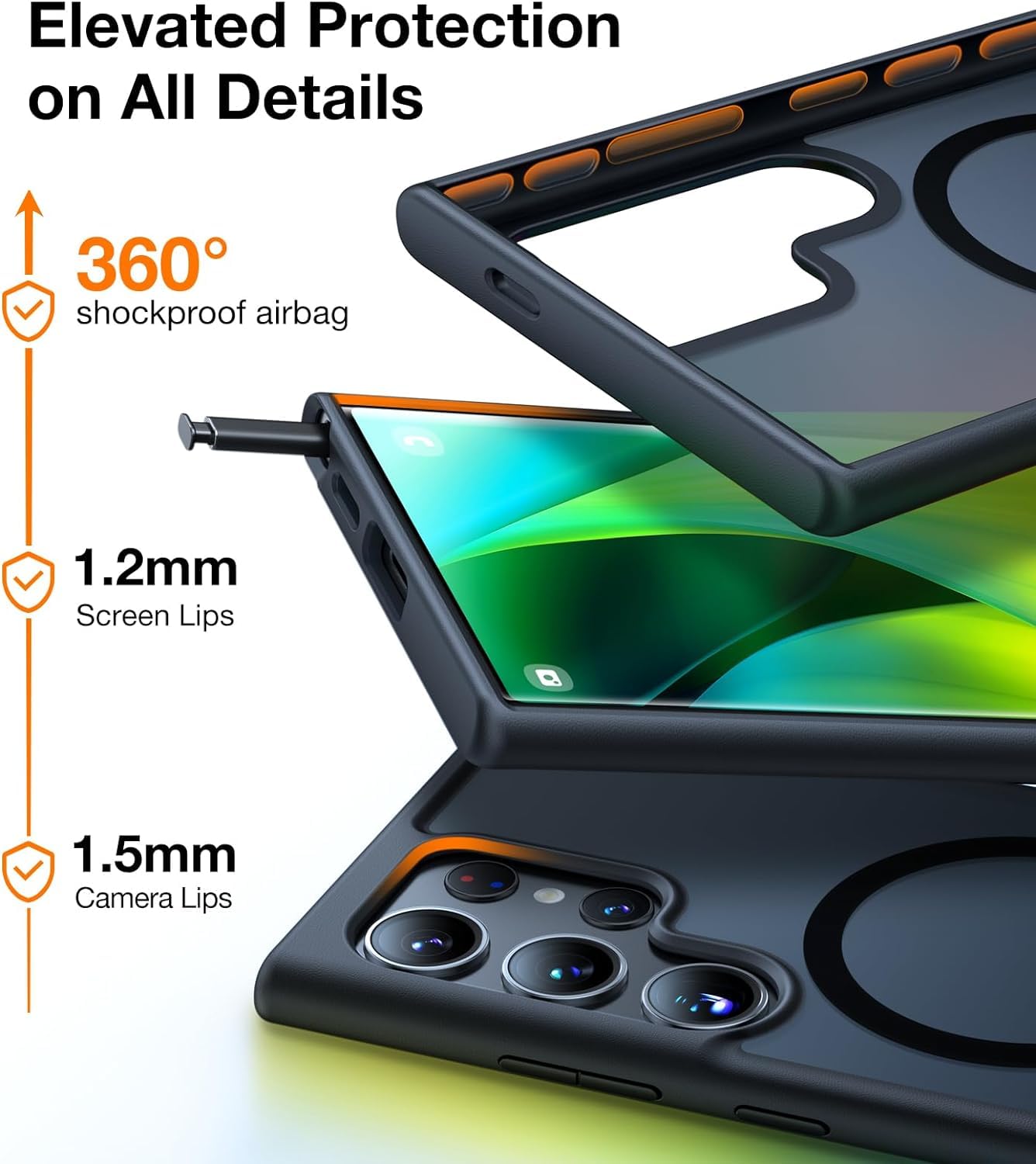 Buy now TORRAS Magnetic Shockproof for Samsung Galaxy S23 Ultra Case, Fit for MagSafe, 4X Military Grade Protection, Translucent Slim Case for Samsung S23 Ultra Case Anti-Fingerprint Anti-Scratch, Black at indiglob india