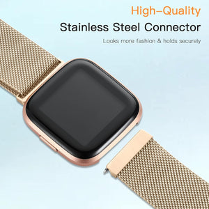 ZWGKKYGYH Metal Bands Compatible with Fitbit Versa 2/Versa Lite SE/Versa Band for Women Men, Royal Gold, Small