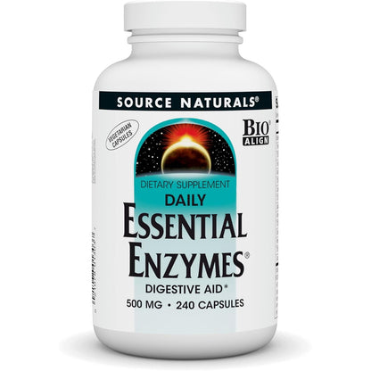 Source Naturals Essential Enzymes in Vegetarian Capsules, Digestive Aid* 500 Mg - 240 Capsules