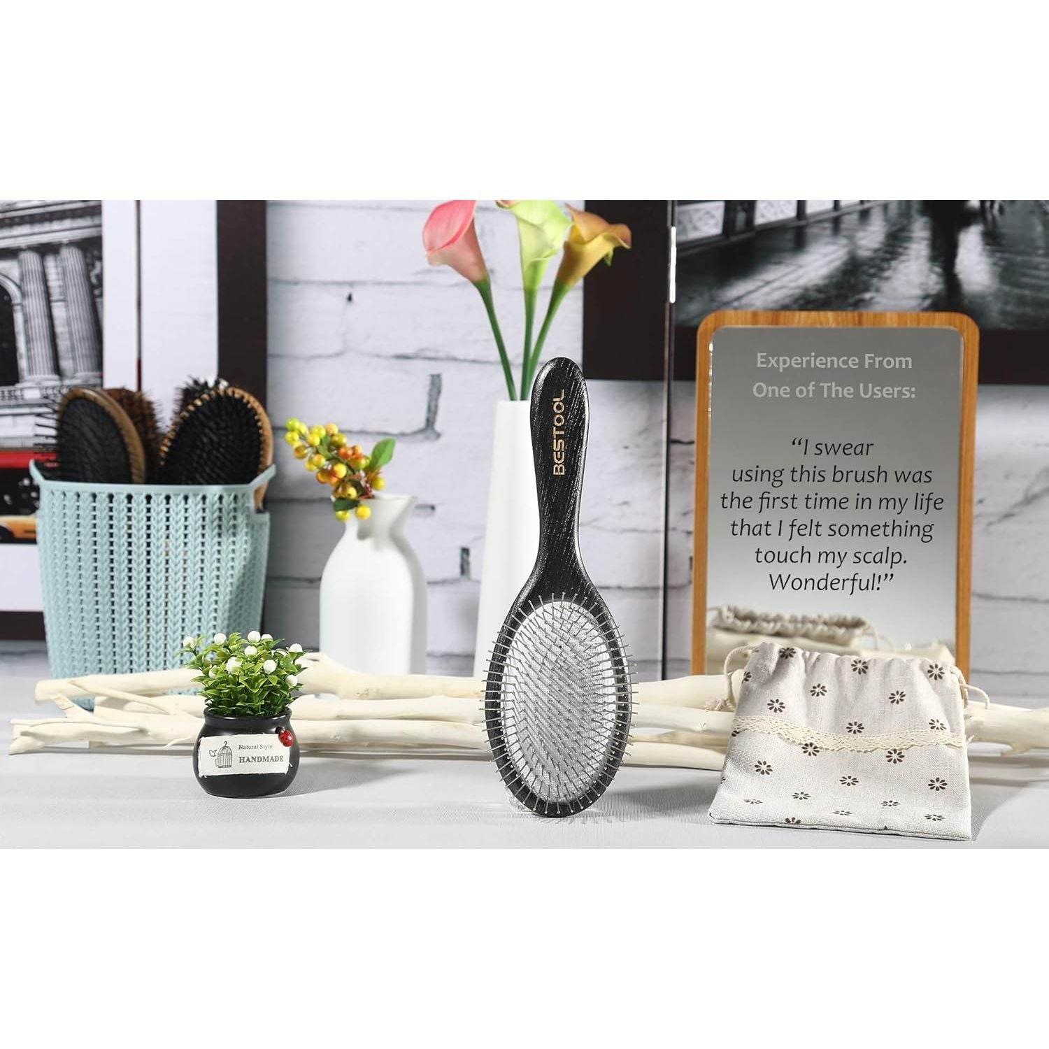 BESTOOL Hair Brush, Paddle Detangler Brush with Metal Bristles for Women/Men/Kids Detangling & Massaging, Anti Static, Best for All Hair Types Wet & Dry DailyUse - My Store