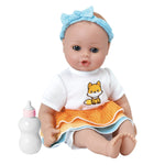 Buy now ADORA Playtime Frilly Fox 13 inch Baby Doll with Embroidered Fox Frill Dress, Bow Headband and Bottle at indiglob india