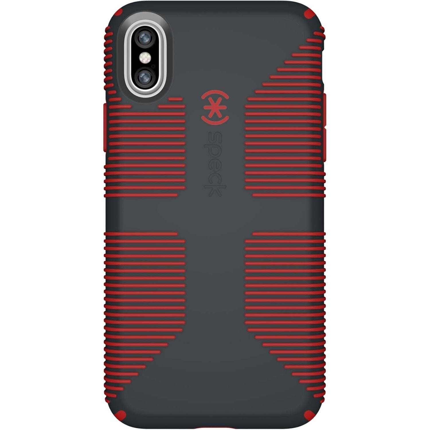 Buy now Speck Products CandyShell Grip Cell Phone Case for iPhone XS/iPhone X - Charcoal Grey/Dark Poppy Red at indiglob india