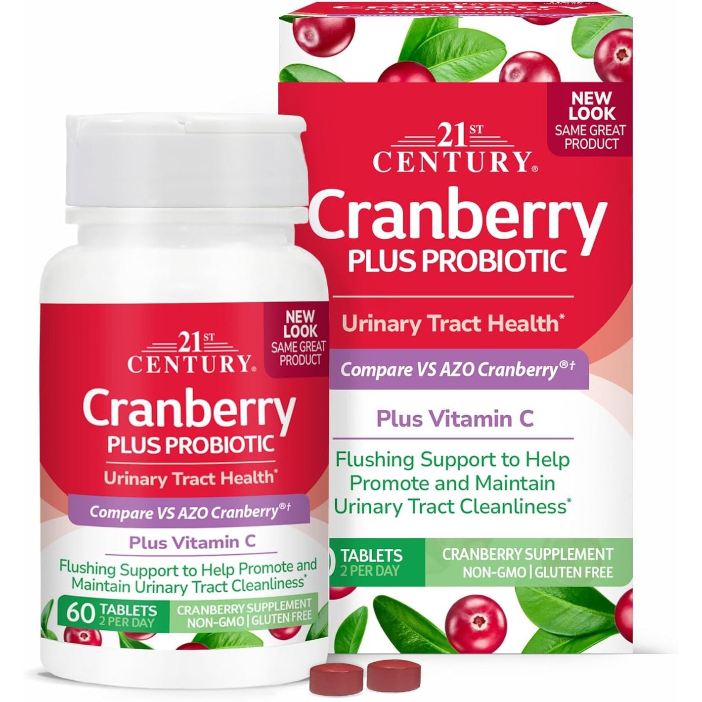 21st Century Cranberry Plus Probiotic Tablets, 60 Count