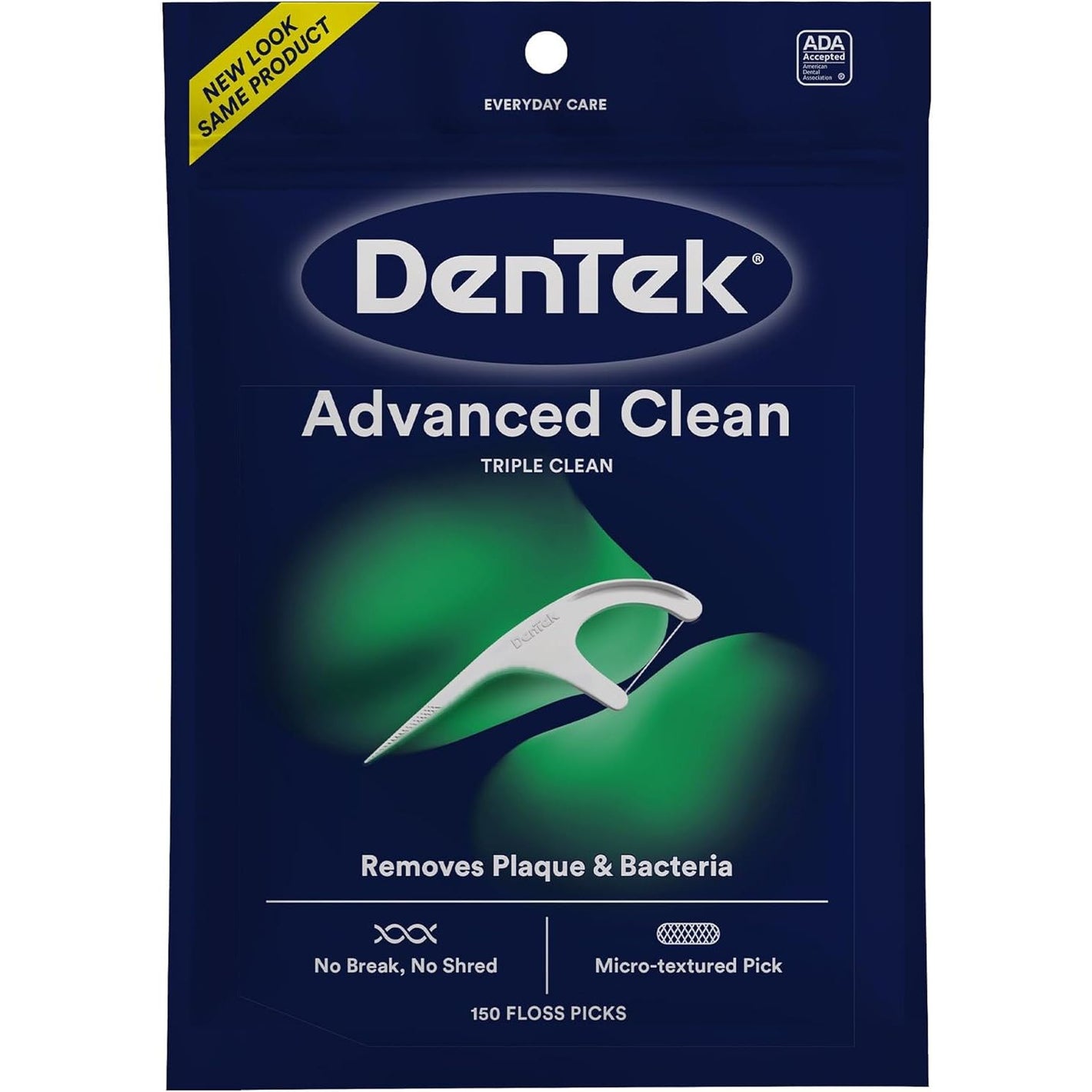 DenTek Triple Clean Advanced Clean Floss Picks, No Break & No Shred Floss, 150 Count, (Packaging May Vary)
