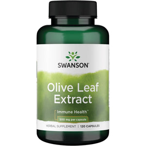 Swanson Olive Leaf Extract Capsules with 20% Oleuropein - Provides Immune Support, Promotes Cardiovascular System Health, and Supports Healthy Blood Pressure - (120 Capsules, 500mg Each)