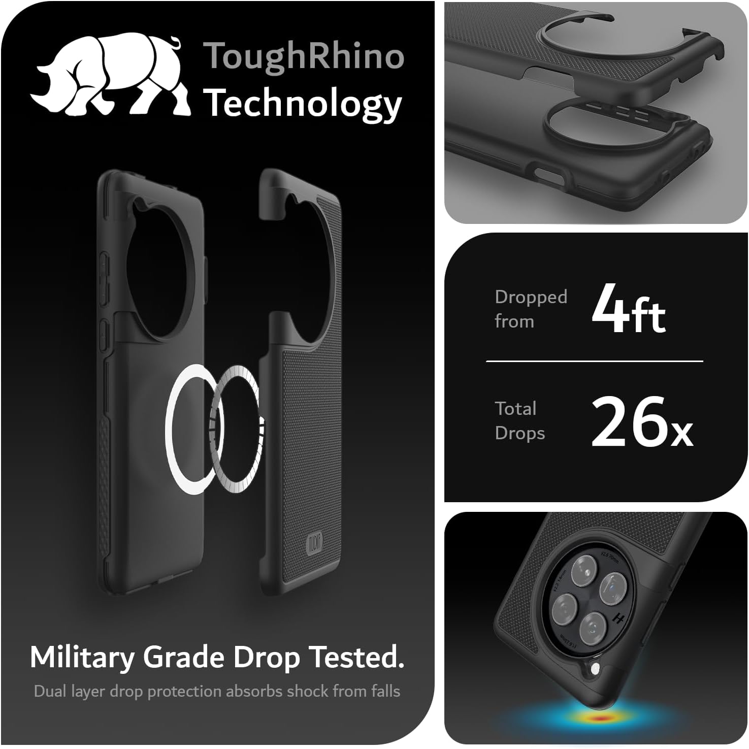 Buy now TUDIA MergeGrip Magsafe Compatible Phone Case for OnePlus 12 5G 2024 - Military Grade, Drop Tested, Dual Layer, Shockproof, Anti-Slip, Heavy Duty & Protector Cover Protective Phone Case - Matte Black at indiglob india